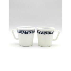 Vintage Pyrex Old Town Blue pattern 2pc Coffee Tea Mug Set 1972